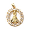 Rack Plating Brass Micro Pave Clear Cubic Zirconia Pendants KK-F853-20G-1