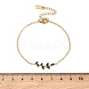 304 Stainless Steel Rhinestone Leaf Link Bracelets SA-CBA5F76-03G-03-5