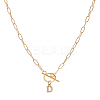 1Pc 304 Stainless Steel Chain & Brass Micro Pave Cubic Zirconia Letter Pendant Necklaces NJEW-LP0001-36D-G-1