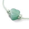 Natural Green Aventurine Heart Braided Cord Bracelet BJEW-JB07685-03-4