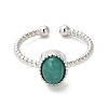 Natural Amazonite Open Cuff Ring RJEW-M166-04P-D-2