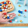 50Pcs 5 Styles Painted Natural Wood Beehive European Beads WOOD-FW0001-01-8