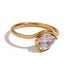 304 Stainless Steel with Clear Cubic Zirconia Finger Rings FS-WGBB24B-03-1
