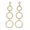Ring Brass Clear Cubic Zirconia Dangle Stud Earrings EJEW-Q390-03G-1