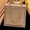 304 Stainless Steel Textured Paperclip Chain Necklaces for Women Men LS-NJEW-Q028-08G-1