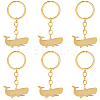 6Pcs Whale Stainless Steel Pendants Keychain KEYC-BBC0001-12B-1