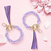 2Pcs Acrylic & Zine Alloy & PU Pendant Decoration KEYC-CL0001-44C-4