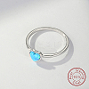 Light Sky Blue Synthetic Opal Heart Finger Ring FM4105-3-4