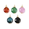 Natural Mixed Gemstone Faceted Hexagonal Cut Flat Round Pendants KK-B157-39G-1