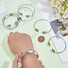 10Pcs 304 Stainless Steel Cuff Blank Bangle Bases with Flat Round Trays STAS-UN0064-30-4