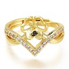 Adjustable Brass Finger Cup Peg Ring Settings ZIRC-I049-03G-2