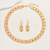 18K Gold Plated Brass Rhinestones Coin Necklace & Dangle Earrings Set for Women BV9797-1