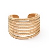 Ion Plating(IP) 304 Stainless Steel Multi Line Wide Open Cuff Ring for Women RJEW-L103-39G-1