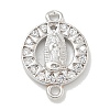Rack Plating Brass Micro Pave Clear Cubic Zirconia Religion Virgin Mary Connector Charms KK-L224-094P-01-1