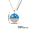 Elegant Brass Marine Blue Enamel Wave Sun Moon Pendant Necklaces LS-WB9731-1-2