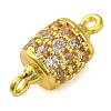 Brass Micro Pave Clear Cubic Zirconia Hollow Column Connector Charms KK-A230-05F-G-2