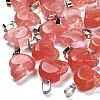 Cherry Quartz Glass Pendants G-Z067-02P-07-1
