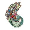 Peacock Alloy Rhinestone Brooch for Backpack Clothes JEWB-P046-04AG-1