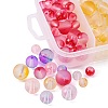 190Pcs 15 Style Frosted Spray Painted Glass Beads Strands GLAA-FS0001-27-4