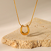 Stylish 304 Stainless Steel U-shaped Horseshoe Pendant Round Snake Chain Necklaces for Women LS-LH2412-1