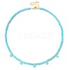 Adjustable 4MM Round and Teeardrop Synthetic Turquoise Beaded Necklace for Women Elegant Casual Jewelry Gift YO7964-2-1