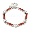 304 Stainless Steel Enamel Rectangle Link Chain Bracelets with Glitter Powder BJEW-S153-04P-03-1