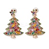 Christmas Tree Alloy Colorful Rhinestone Dangle Stud Earrings for Women LS-EJEW-L203-10KCG-1