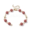 Dyed Natural Lava Rock Round Beaded Chain Bracelet Making AJEW-JB01206-03-1