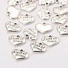 Antique Silver Tone Tibetan Style Heart with Aunt of Groom Rhinestone Charms LS-TIBEP-N005-01B-2
