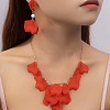 Petal Resin Charm & Alloy Pendant Necklaces & Stud Dangle Earring Sets FS-WG0777B-01-1