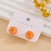 Resin Orange Stud Earrings LS-EJEW-B136-01-2