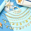 6Pcs 6 Styles Ocean Theme Cowrie Shell & Aluminum & Brass & Alloy Baseball Cap Chain HJEW-SC0002-37-5