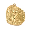 304 Stainless Steel Ancient Coin Owl Pendants STAS-S186-02G-1