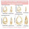 4 Pairs 4 Styles Rack Plating Brass Chunky Hoop Earrings for Women EJEW-BBC0001-94-2