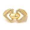 Heart Brass Micro Pave Clear Cubic Zirconia Open Cuff Rings RJEW-U008-15G-2