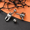 Tooth 316 Surgical Stainless Steel Dangle Belly Button Rings EJEW-G416-13AS-2