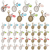 40Pcs 8 Style Oval Alloy Pendant Locket Pendant Decorations HJEW-AB00200-1