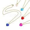 Heart Glass Pendant Necklaces NJEW-K117-01G-1