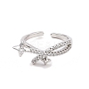 Clear Cubic Zirconia Asterism Open Cuff Ring RJEW-B028-10P-2