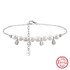 925 Sterling Silver with Natural Freshwater Pearls Anklet AJEW-Z029-03P-1