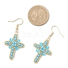 304 Stainless Steel Glass Seeds Cross Dangle Earrings EJEW-MZ00506-06-4