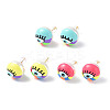Natural Shell Eye Stud Earrings with Enamel EJEW-G334-05-1