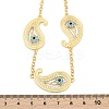 Brass Micro Pave Clear & Sky Blue Cubic Zirconia Teardrop Evil Eye Link Chain Necklaces KK-H203-14G-5