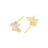 Brass Micro Pave Clear Cubic Zirconia Stud Earring Findings KK-Z099-02G-04-3