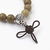 Natural Dyed Round Sandalwood Beads Stretch Bracelets BJEW-JB03844-3