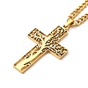 304 Stainless Steel Cross with Tree of Life Pendant Necklaces LS-NJEW-M197-02G-2