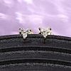 Brass Micro Pave Clear Cubic Zirconia Clover Stud Earrings EJEW-S280-03G-2