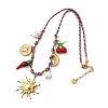 304 Stainless Steel & Plastic Hot Pepper Cherry Pendant Cotton Cord Necklaces for Women LS-NJEW-Z092-01G-02-2