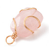 Natural Rose Quartz Rectangle Pendants PALLOY-JF02106-03-2
