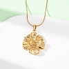304 Stainless Steel Flower Pendant Snake Chain Necklaces for Women NJEW-F354-11B-G-1